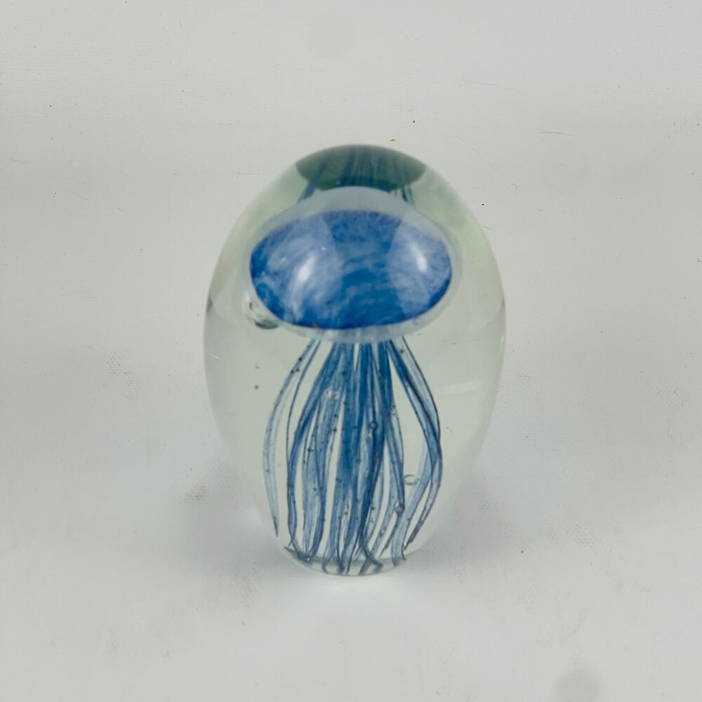 Glass Paperweight Blue Jellyfish Dynasty Gallery 3 7/8”